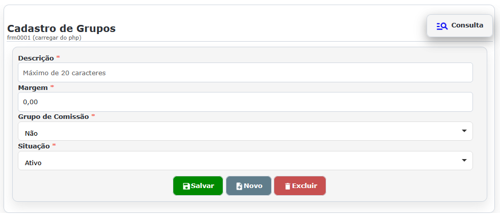 Formulário do TAFYerp
